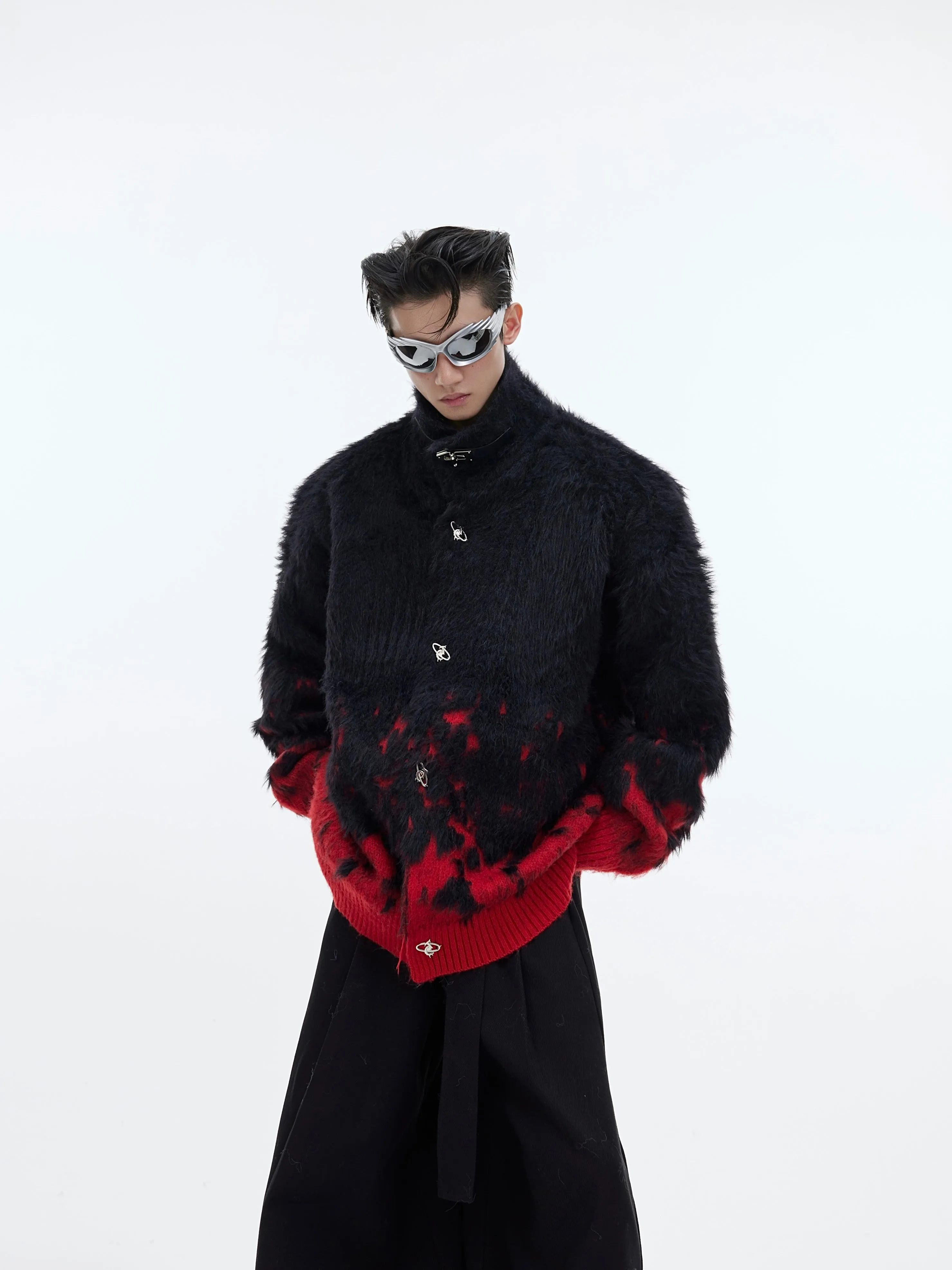 【23s December.】Christmas Gradient Stand Collar Faux Mink Sweater