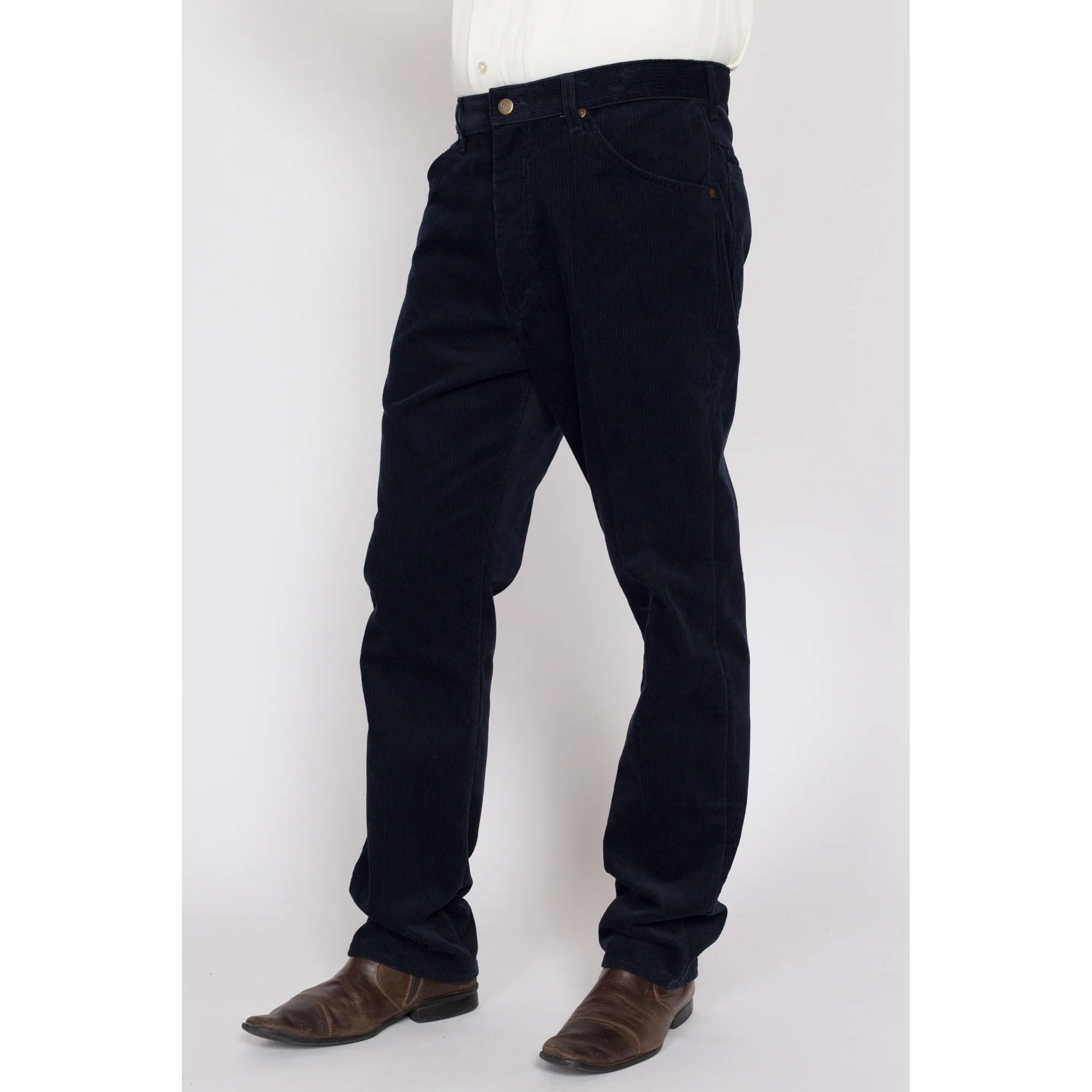 34x32 80s Lee Riders Navy Blue Corduroy Trousers