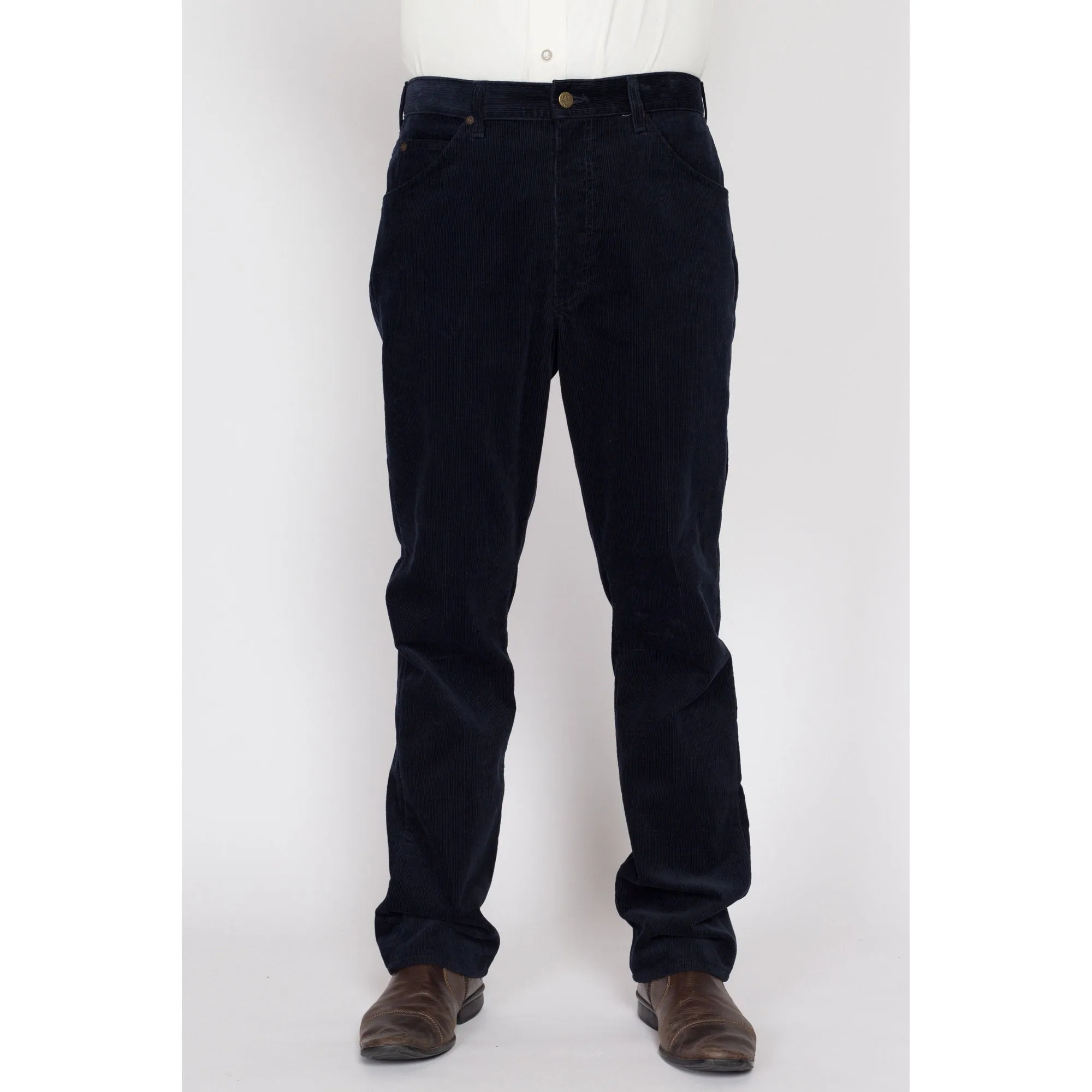 34x32 80s Lee Riders Navy Blue Corduroy Trousers