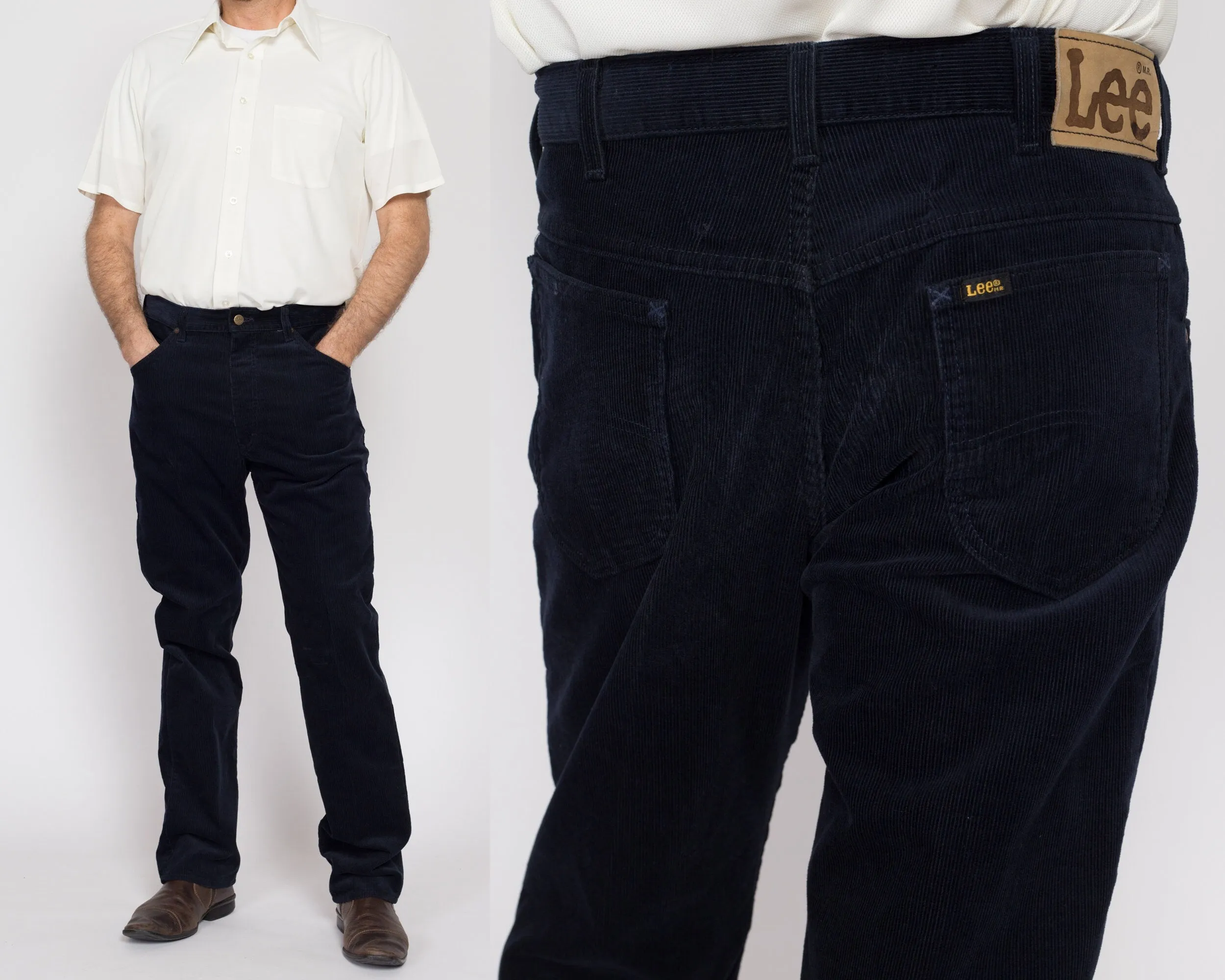 34x32 80s Lee Riders Navy Blue Corduroy Trousers