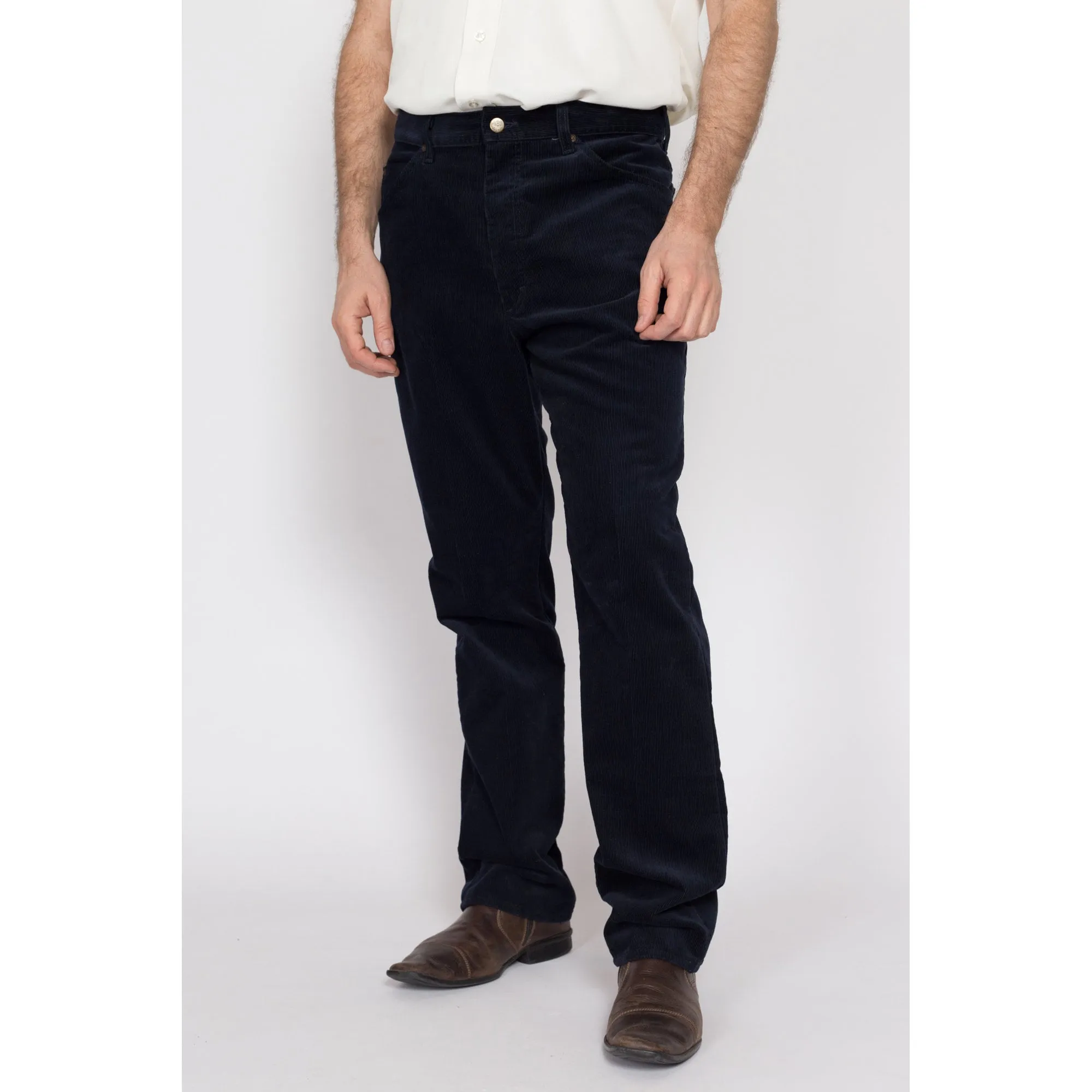 34x32 80s Lee Riders Navy Blue Corduroy Trousers