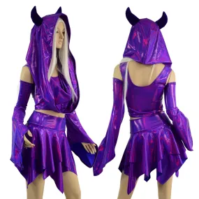 5PC Purple Monster Set with Horned Festival Hood