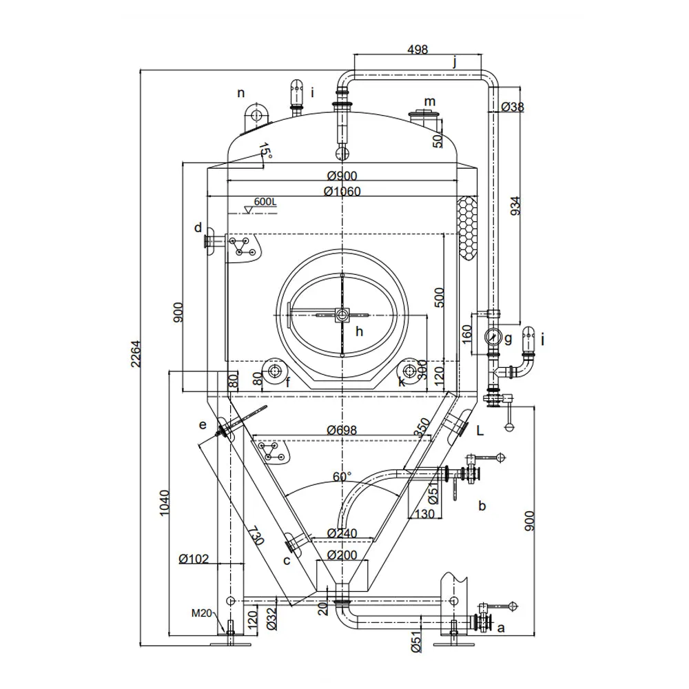 600L Conical Fermenter (pressurisable, jacketed)