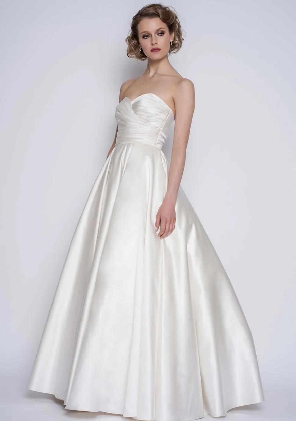 86-elspeth  Pleated satin bodice wedding dress