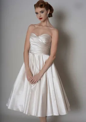 86-elspeth  Pleated satin bodice wedding dress