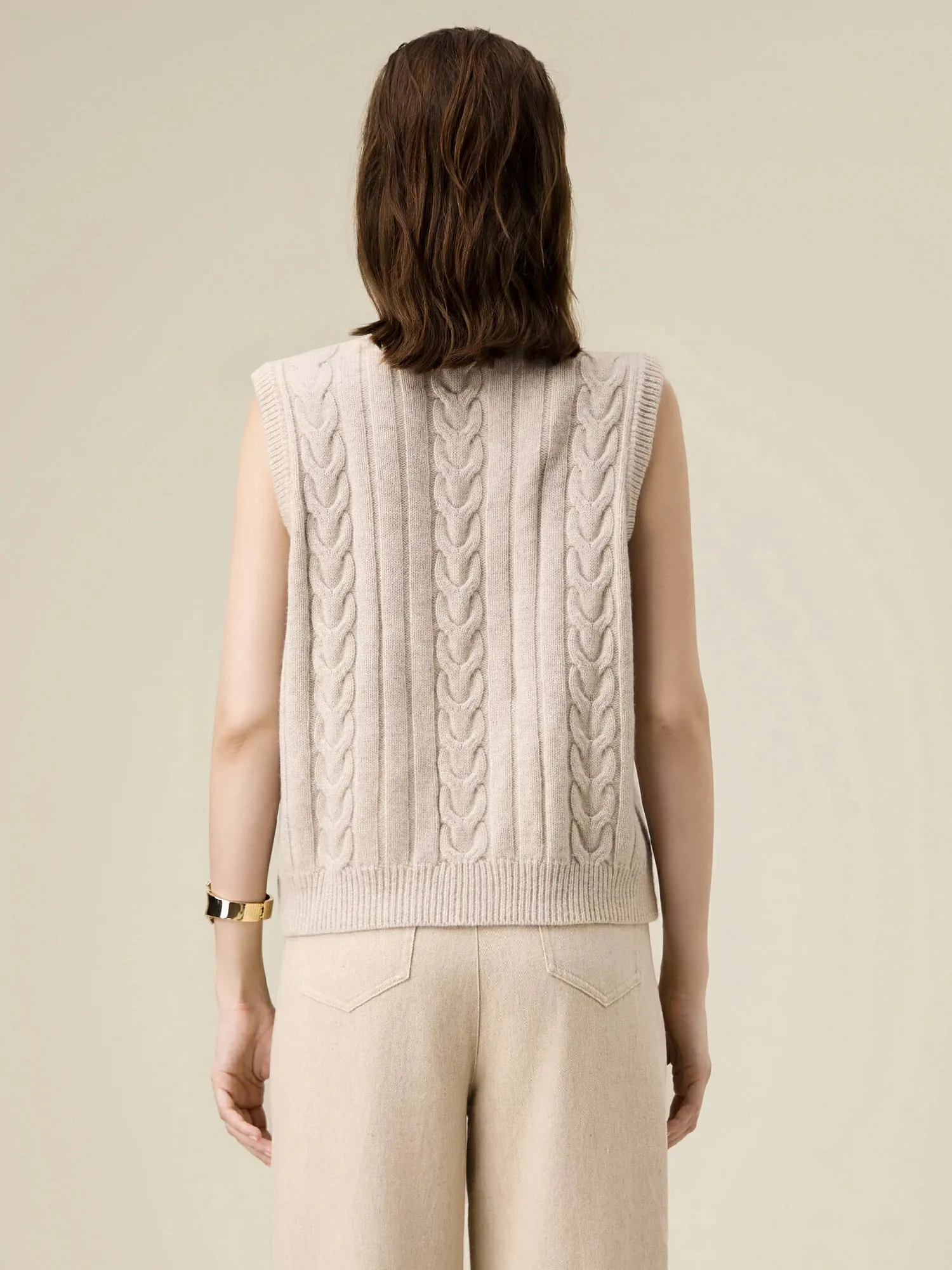 Amoretu 100% Wool Double Breasted Sleeveless Sweater Vest