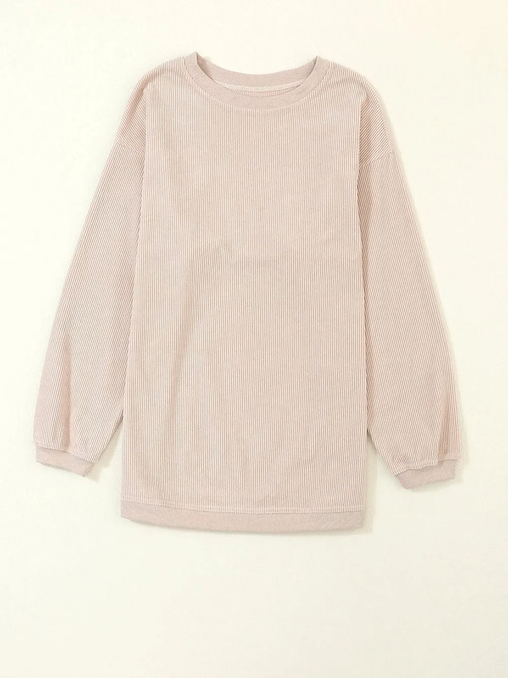 Apricot Corded Ribbed Oversized Sweater