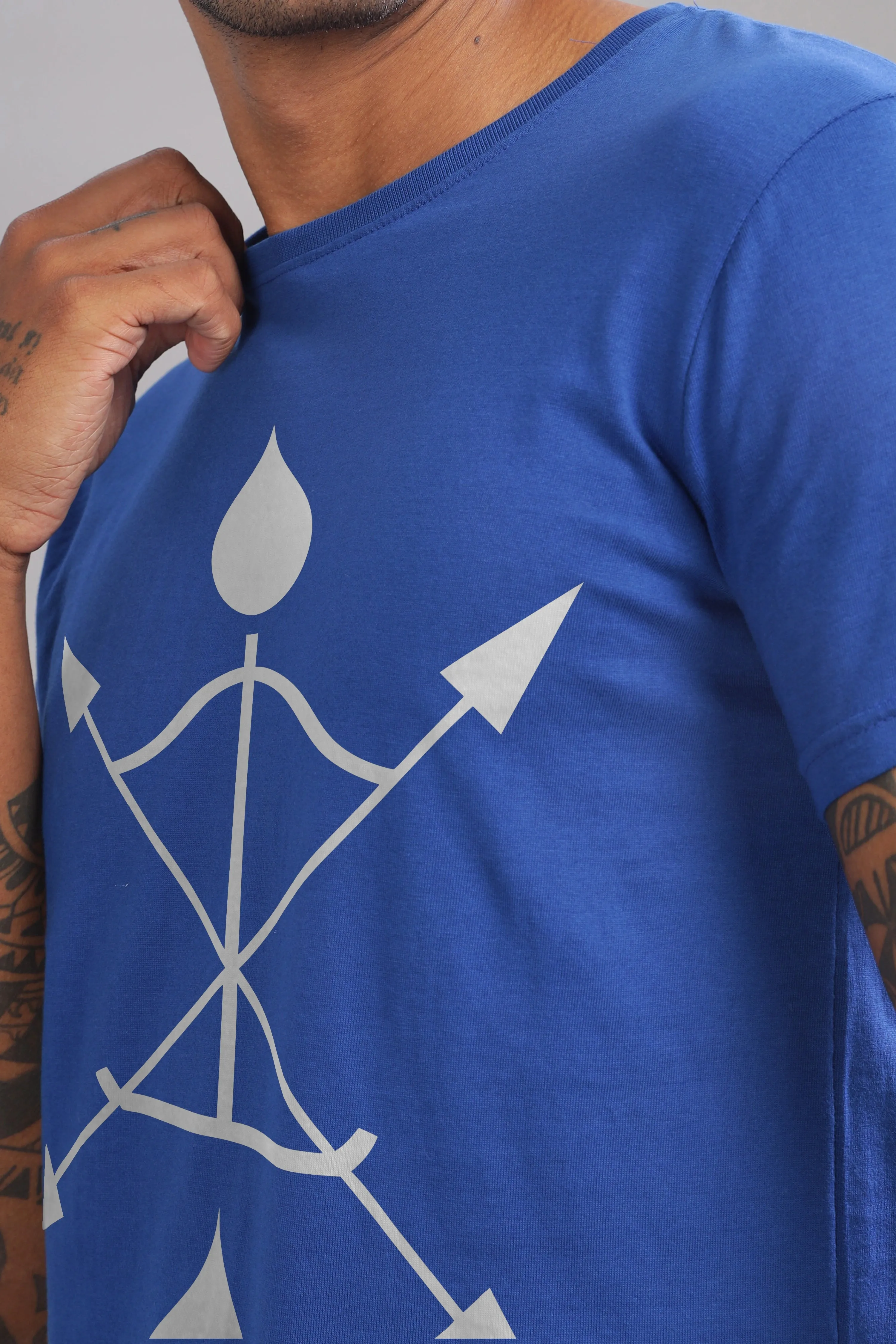 Arch and Aim - 100% Cotton Royal Blue Crewneck Half Sleeve Unisex T-shirt