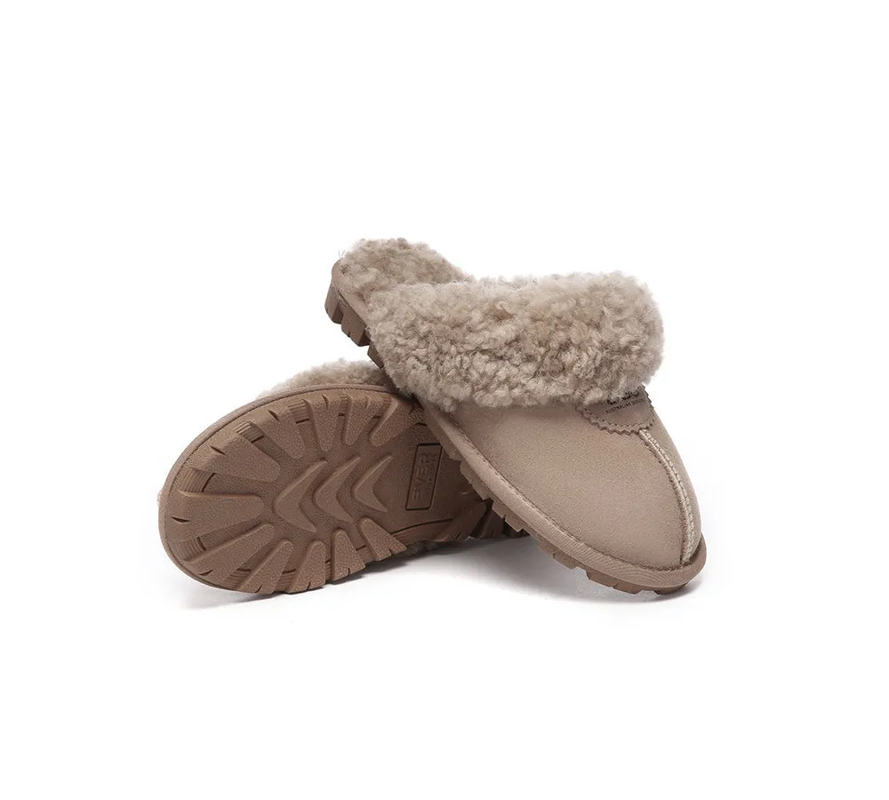 AUSTRALIAN SHEPHERD® UGG Slippers Double Faced Sheepskin Wool Waffle Curly