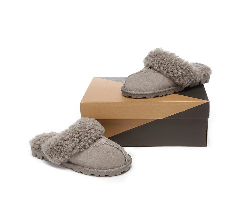 AUSTRALIAN SHEPHERD® UGG Slippers Double Faced Sheepskin Wool Waffle Curly