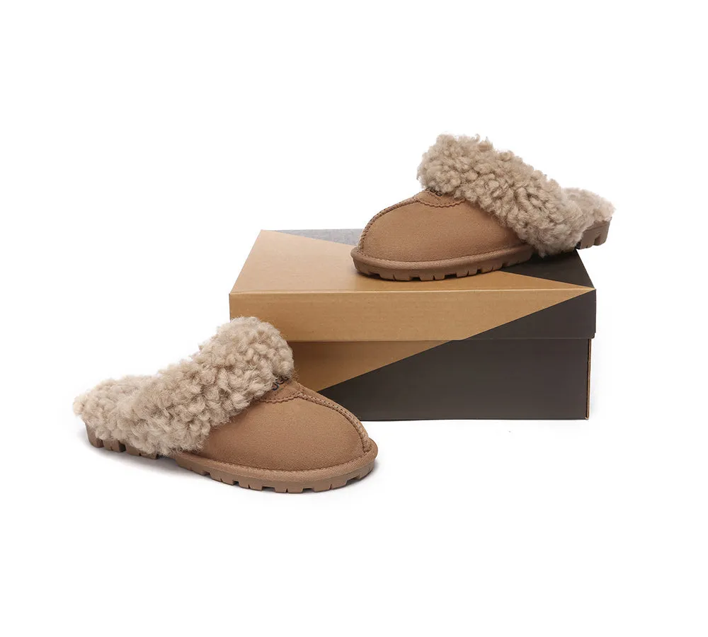 AUSTRALIAN SHEPHERD® UGG Slippers Double Faced Sheepskin Wool Waffle Curly