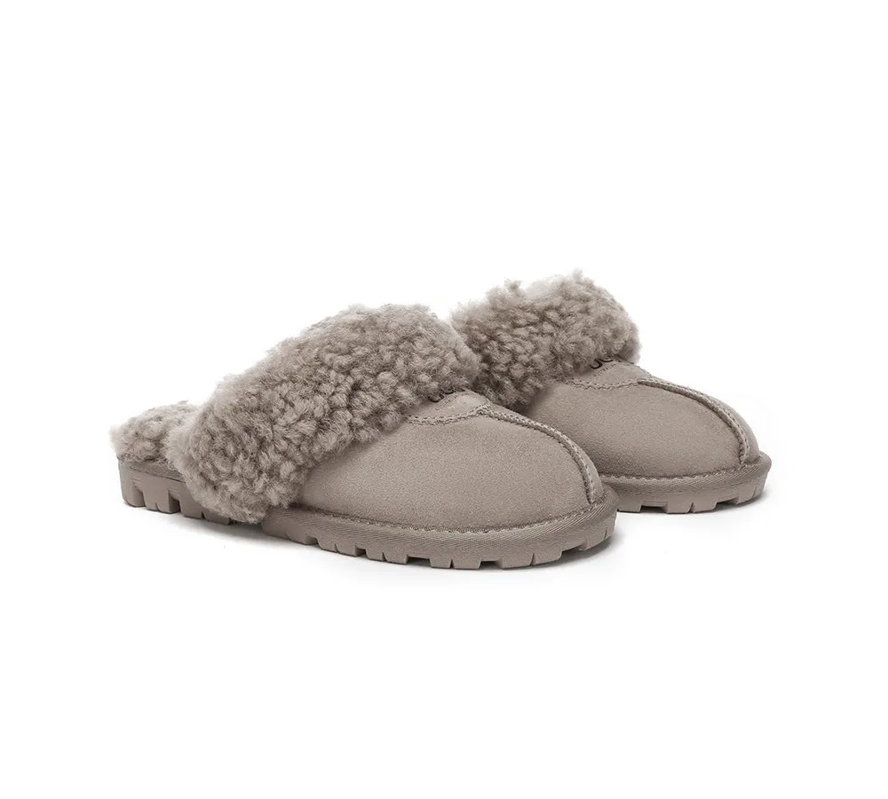 AUSTRALIAN SHEPHERD® UGG Slippers Double Faced Sheepskin Wool Waffle Curly