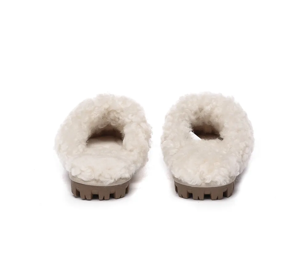 AUSTRALIAN SHEPHERD® UGG Slippers Double Faced Sheepskin Wool Waffle Curly