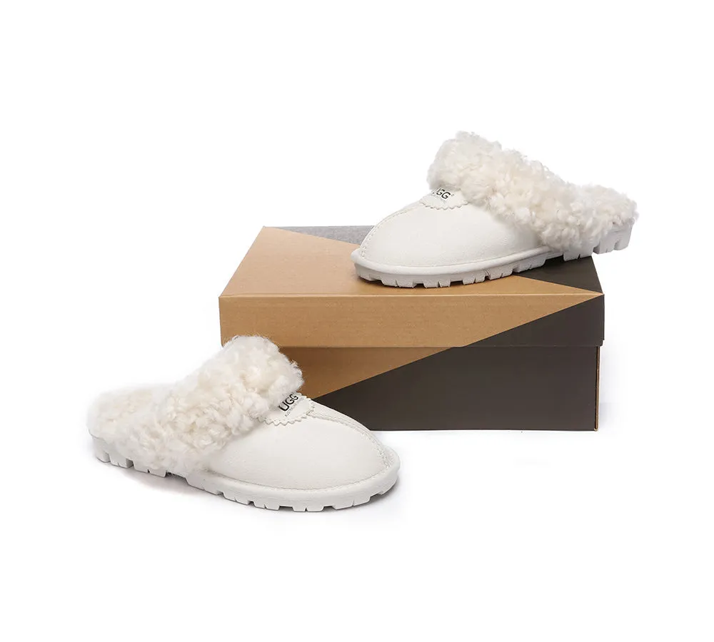 AUSTRALIAN SHEPHERD® UGG Slippers Double Faced Sheepskin Wool Waffle Curly