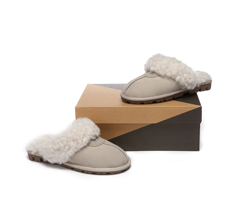 AUSTRALIAN SHEPHERD® UGG Slippers Double Faced Sheepskin Wool Waffle Curly