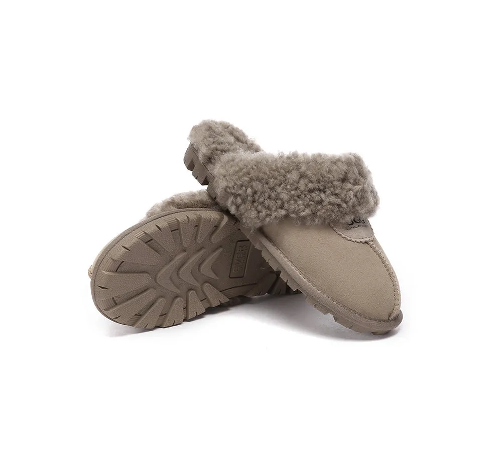 AUSTRALIAN SHEPHERD® UGG Slippers Double Faced Sheepskin Wool Waffle Curly