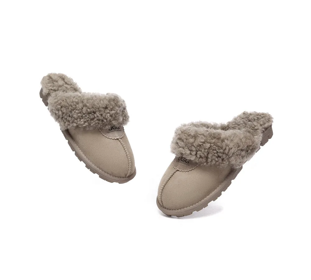 AUSTRALIAN SHEPHERD® UGG Slippers Double Faced Sheepskin Wool Waffle Curly