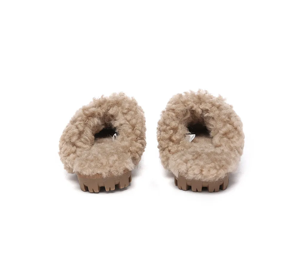 AUSTRALIAN SHEPHERD® UGG Slippers Double Faced Sheepskin Wool Waffle Curly