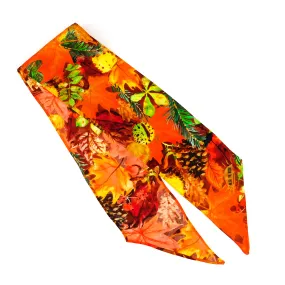 Autumna Fallen Leaves Print Silk Skinny Minnie