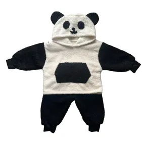 Baby Panda Fleece Hooded Sweater   Pants Black