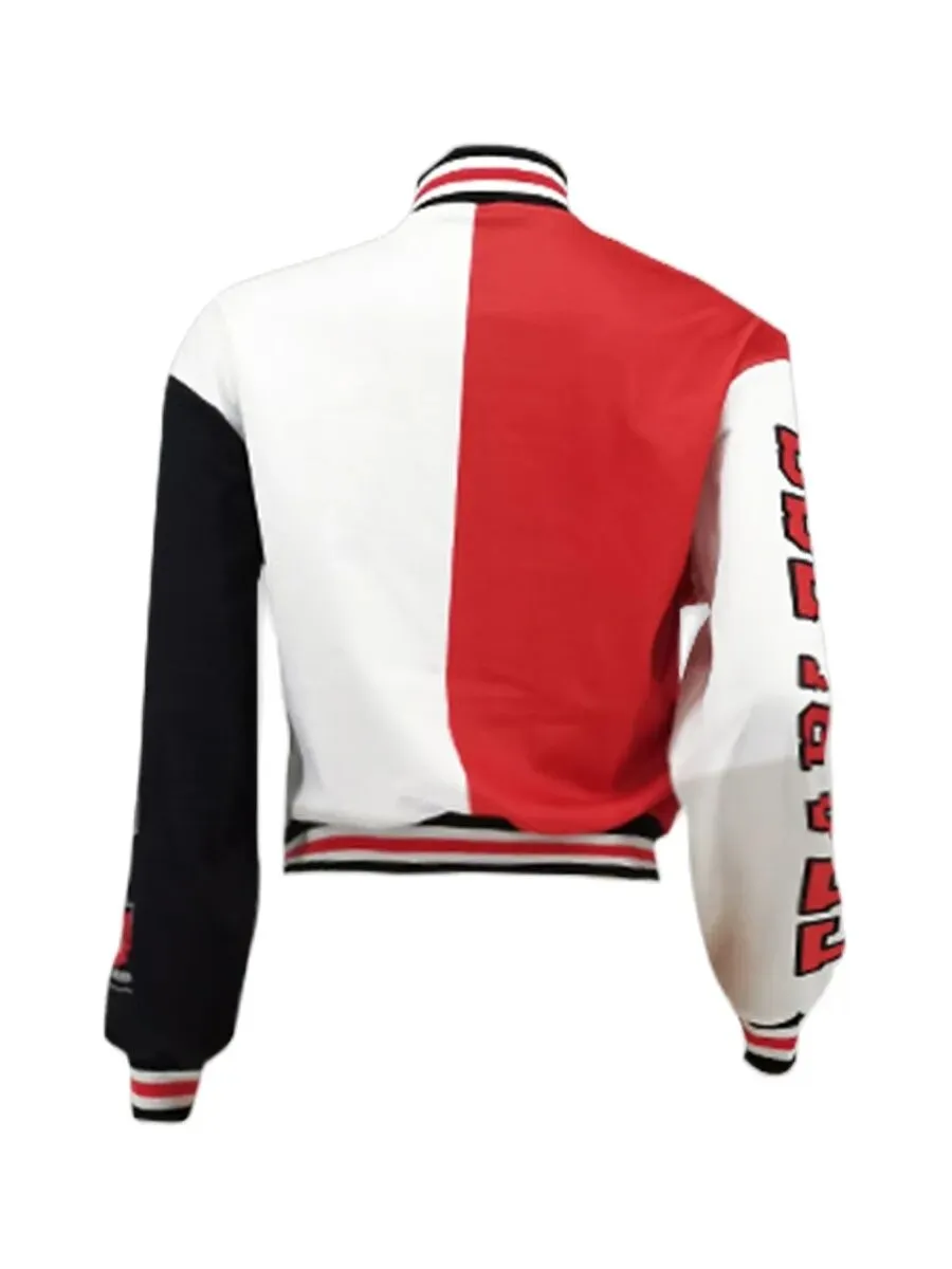 Baseball Collar Letter Print Varsity Jacket