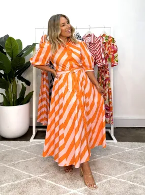 Bianca Dress - Orange Stripes