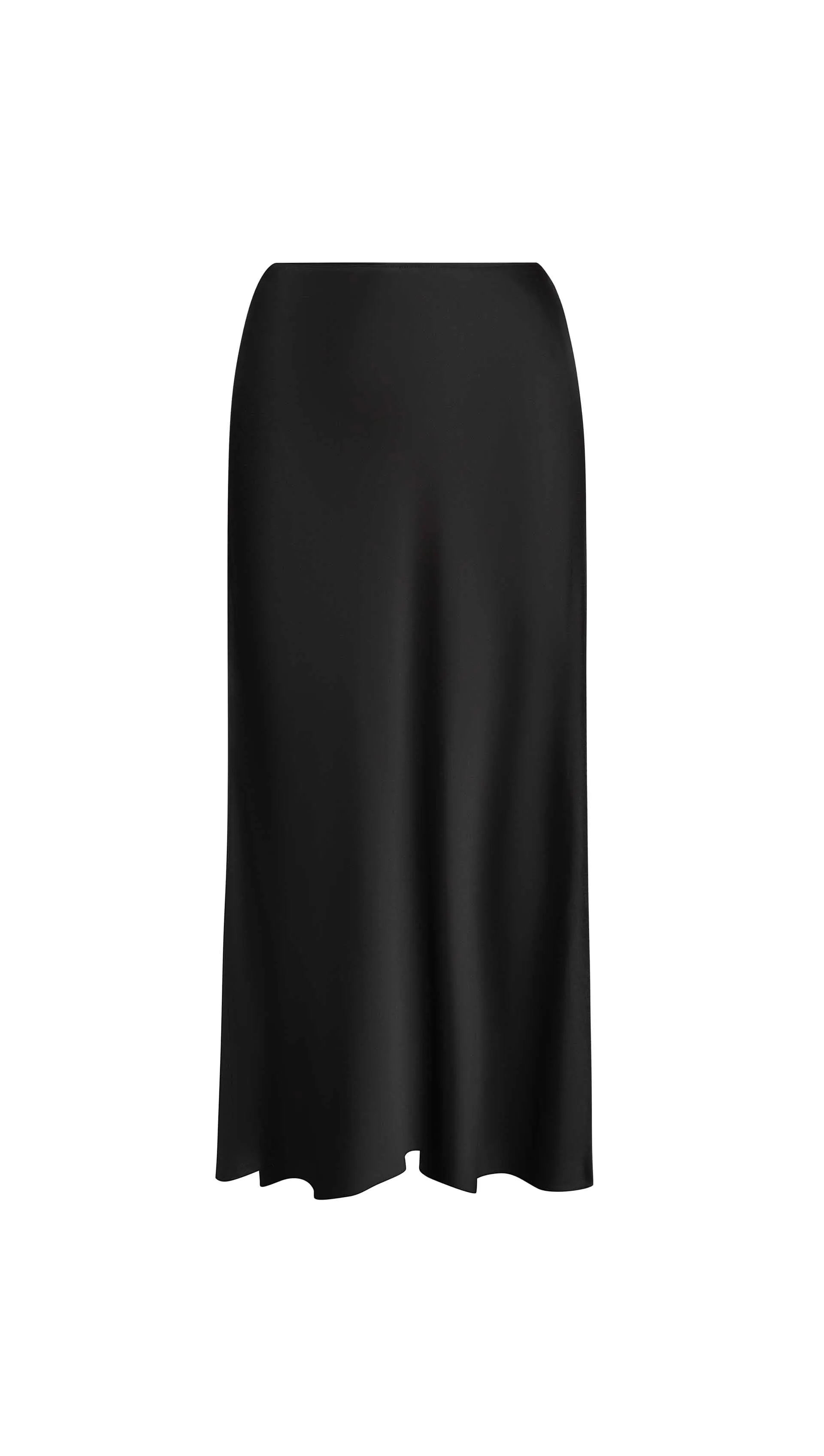 Bias Midi Skirt in Viscose Satin | Black