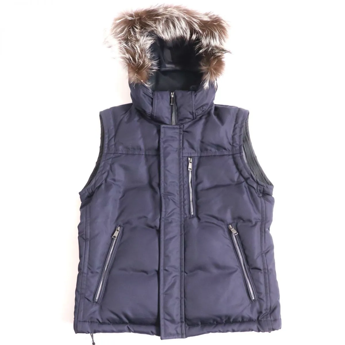 BLACK LABEL CRESTBRIDGE LIMONTA Fox Fur Collar 2WAY Down Jacket Navy M