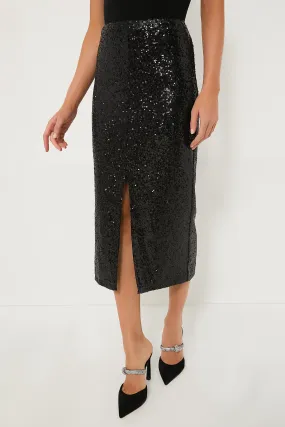 Black Sequin Caterina Midi Skirt