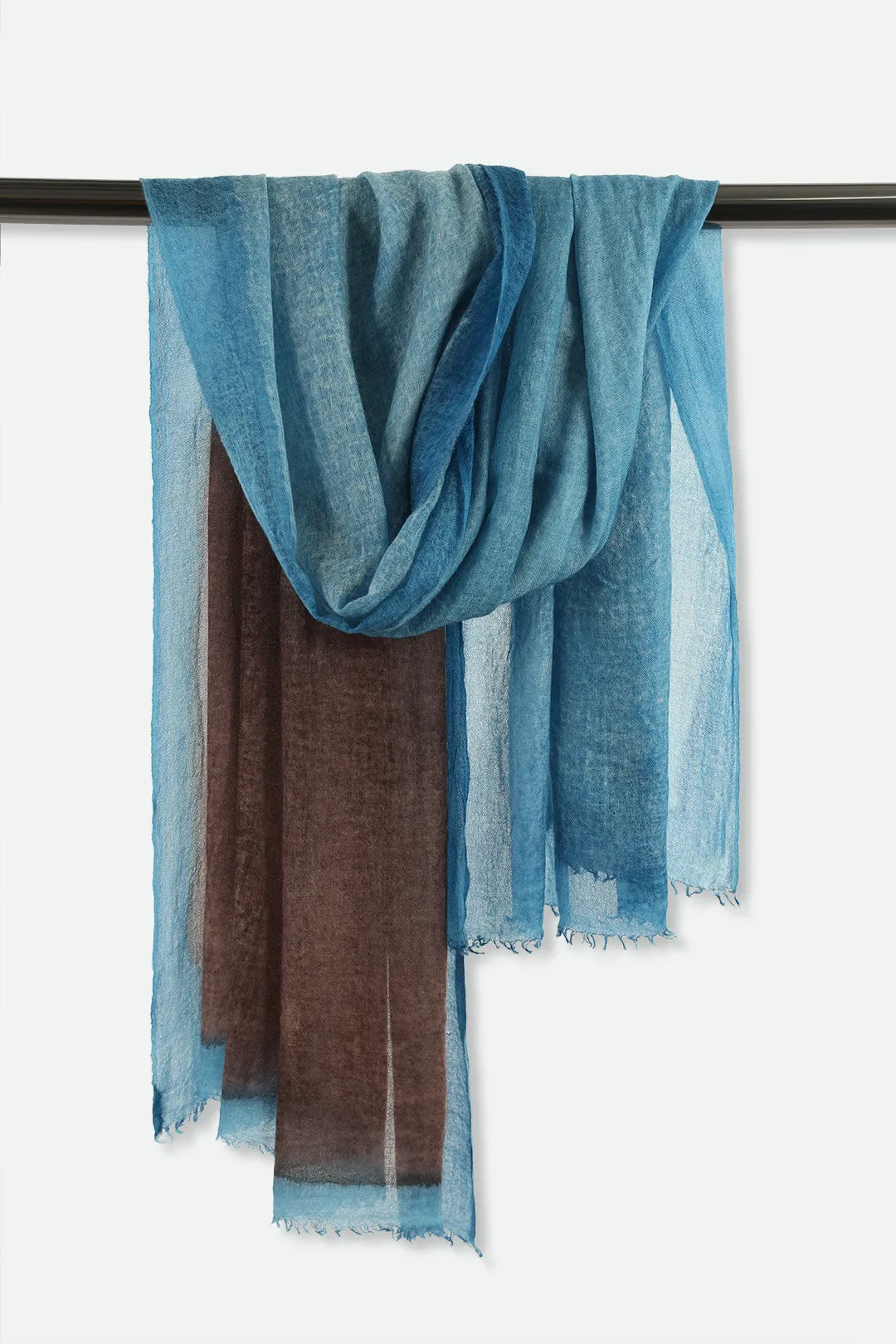 BORDERED EARTH SCARF IN HAND DYED CASHMERE