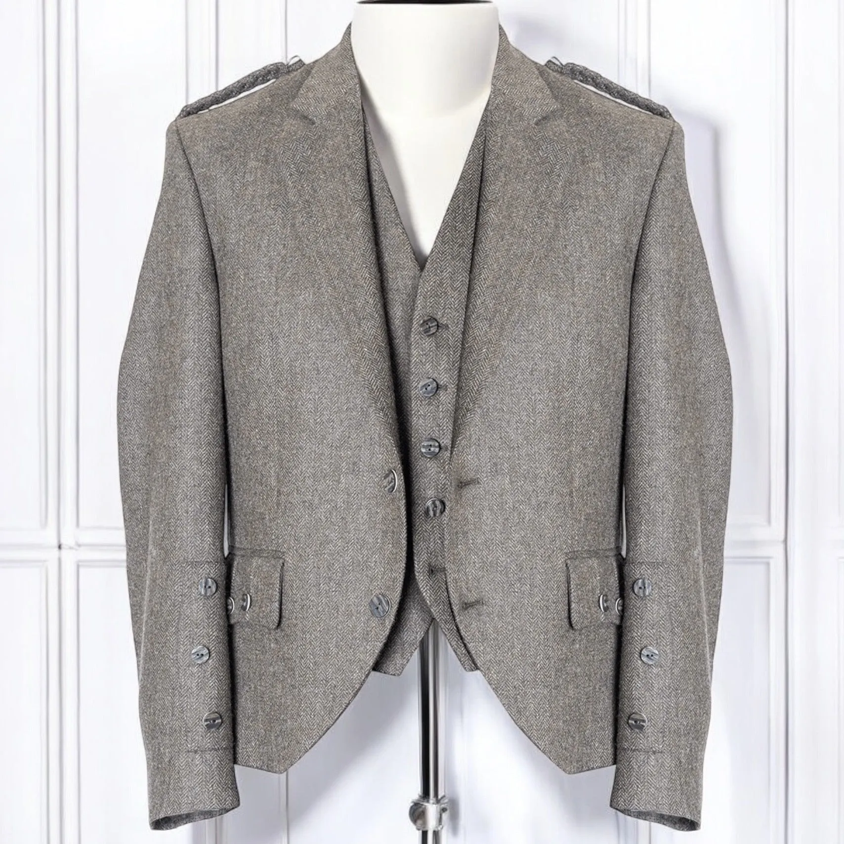 Brown Herringbone Tweed Braemar Jacket & Waistcoat