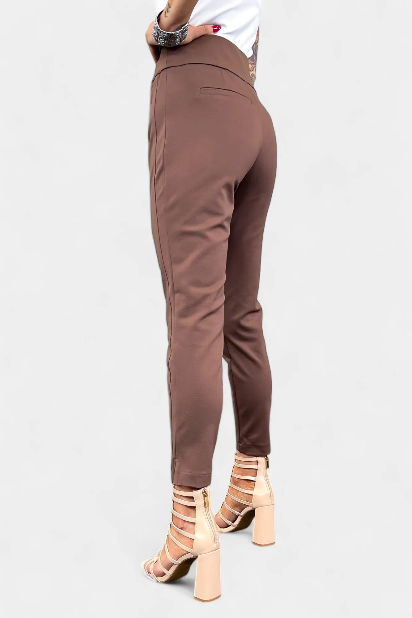 Brown High Waisted Skinny Crop Pants [NO RETURNS]