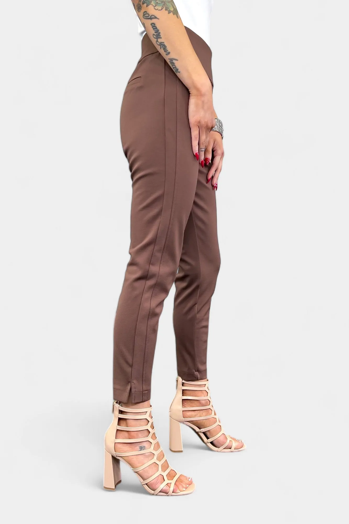 Brown High Waisted Skinny Crop Pants [NO RETURNS]