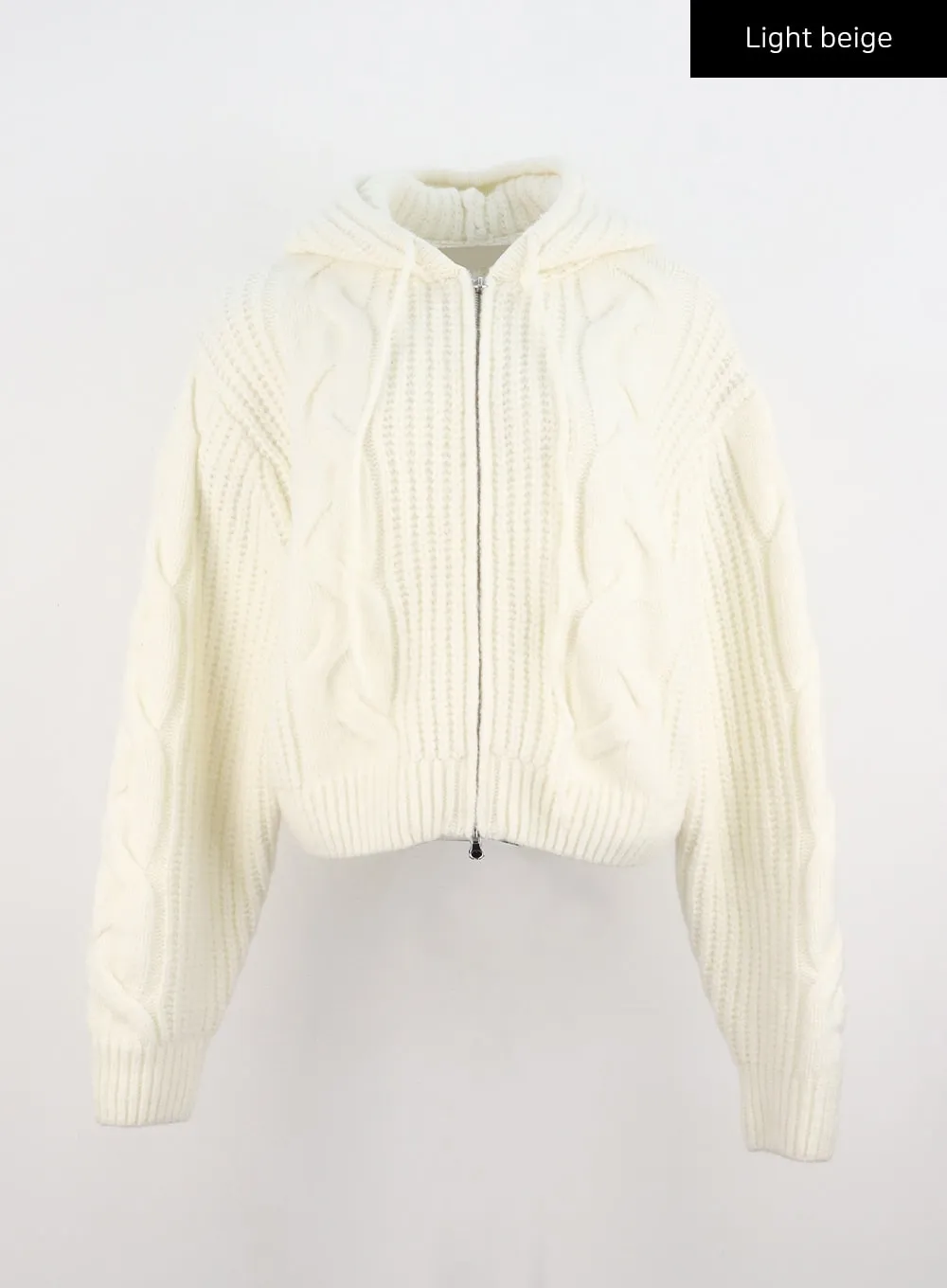 Cable Knit Hooded Zip Up Sweater CO306