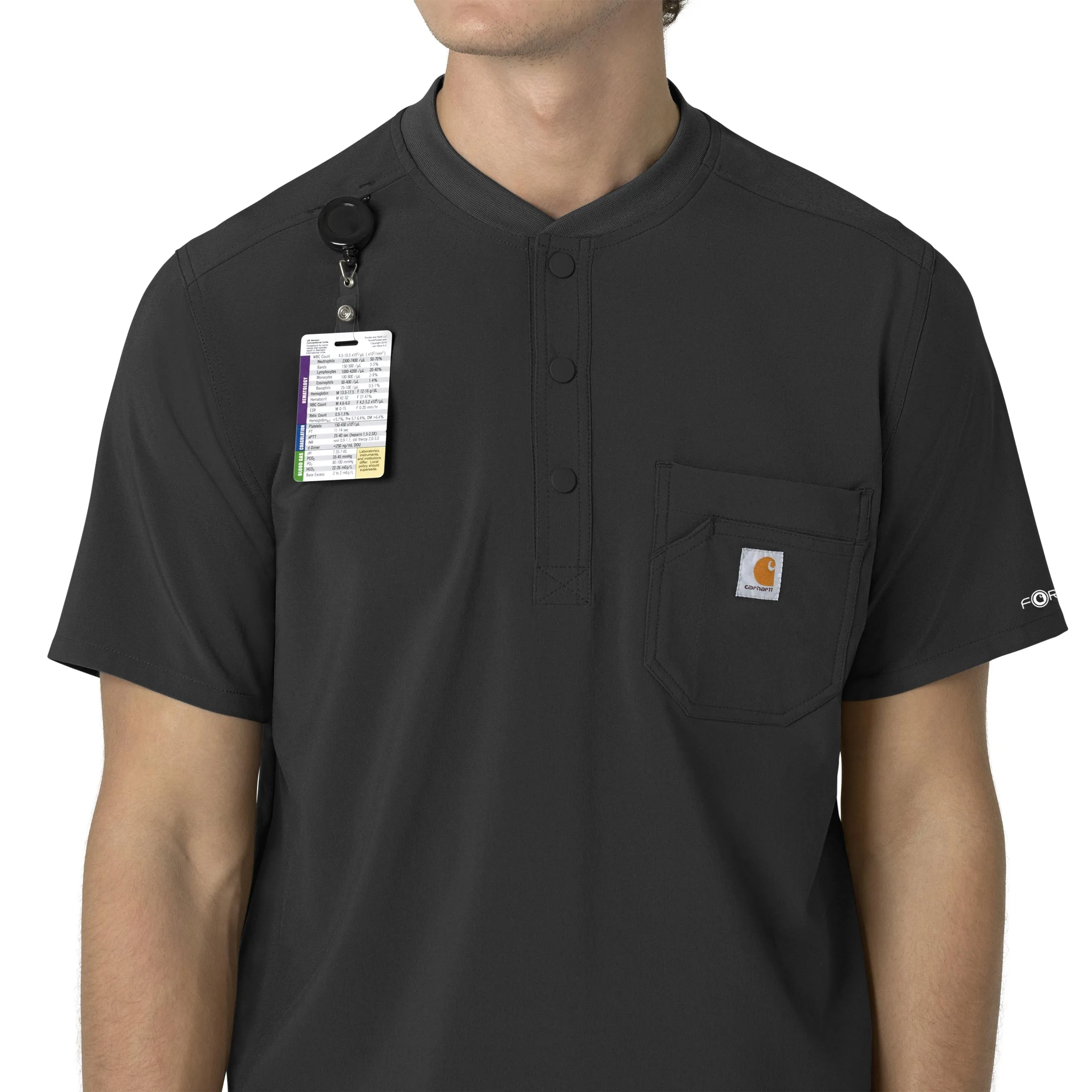 Carhartt Force Cross-Flex Men's Henley Scrub Top - Black