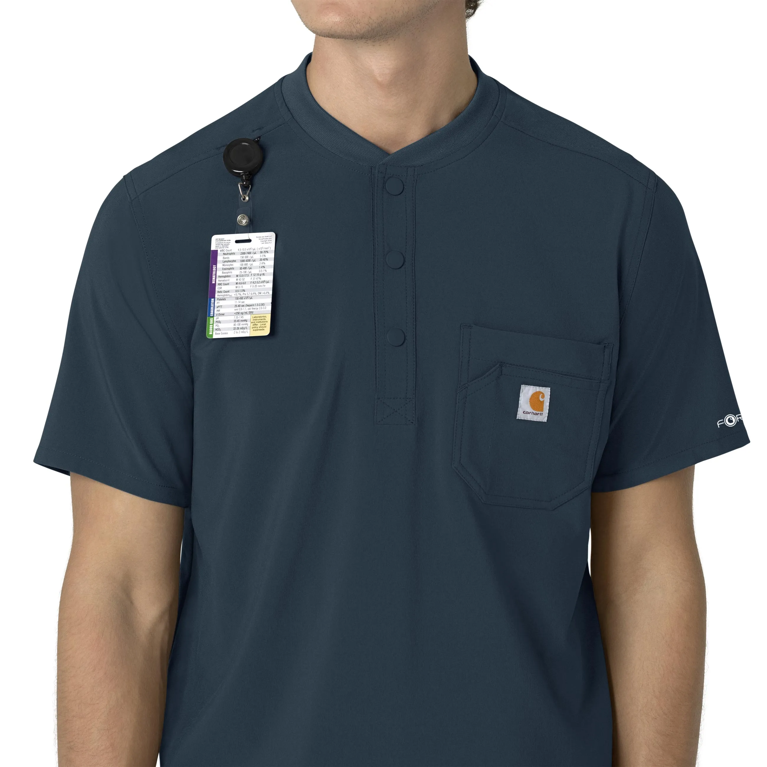 Carhartt Force Cross-Flex Men's Henley Scrub Top - Navy