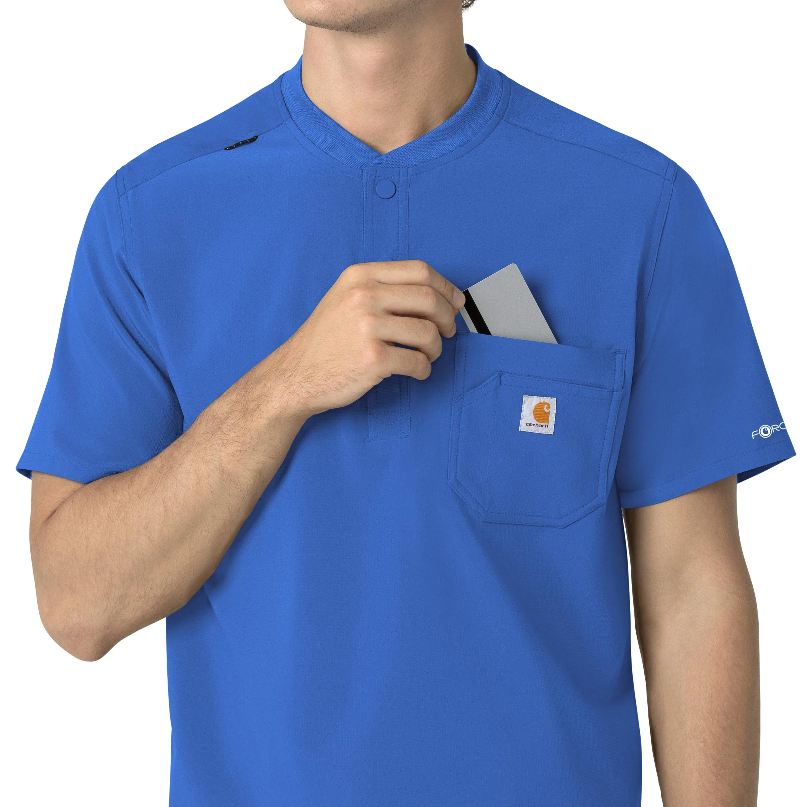 Carhartt Force Cross-Flex Men's Henley Scrub Top - Royal