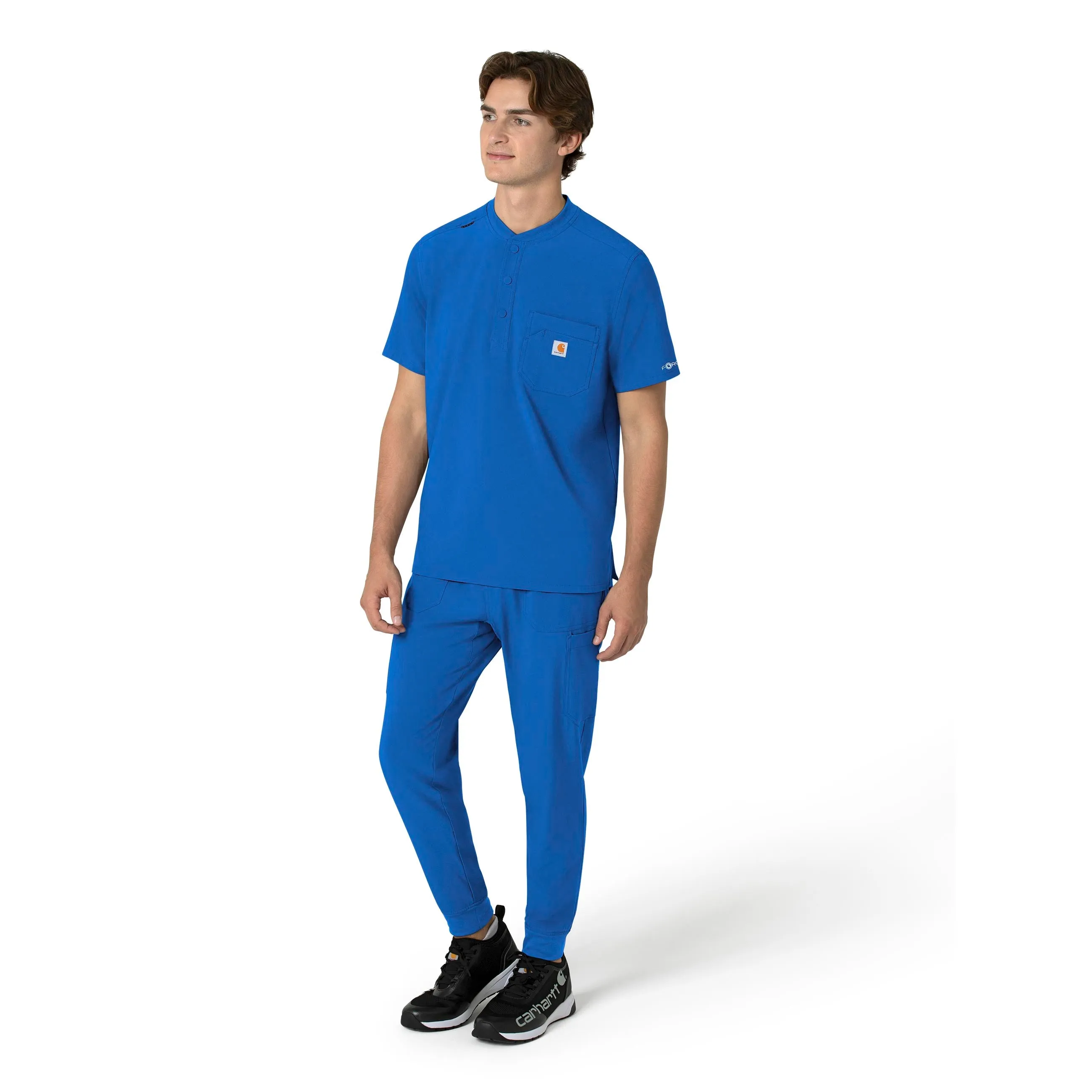 Carhartt Force Cross-Flex Men's Henley Scrub Top - Royal