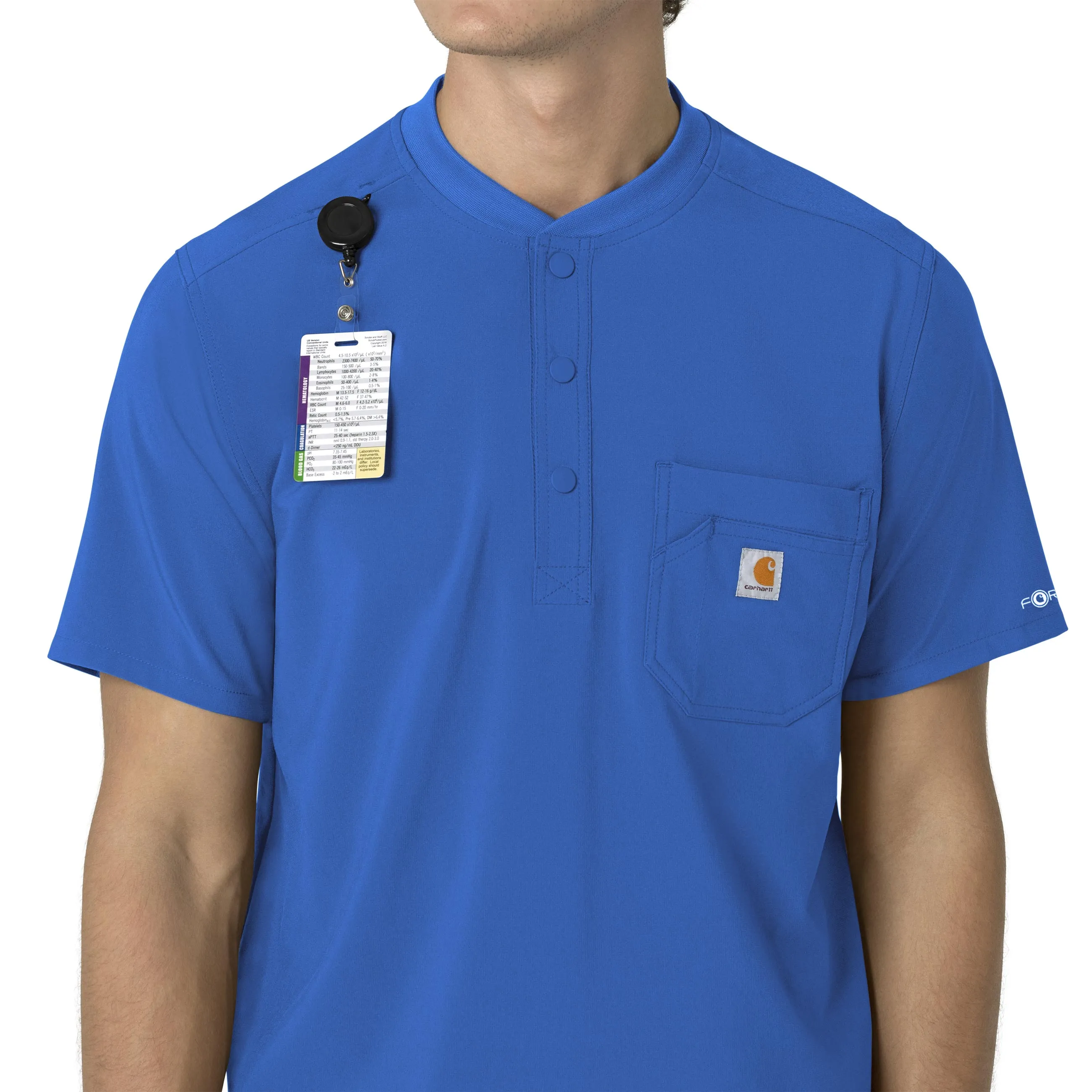 Carhartt Force Cross-Flex Men's Henley Scrub Top - Royal