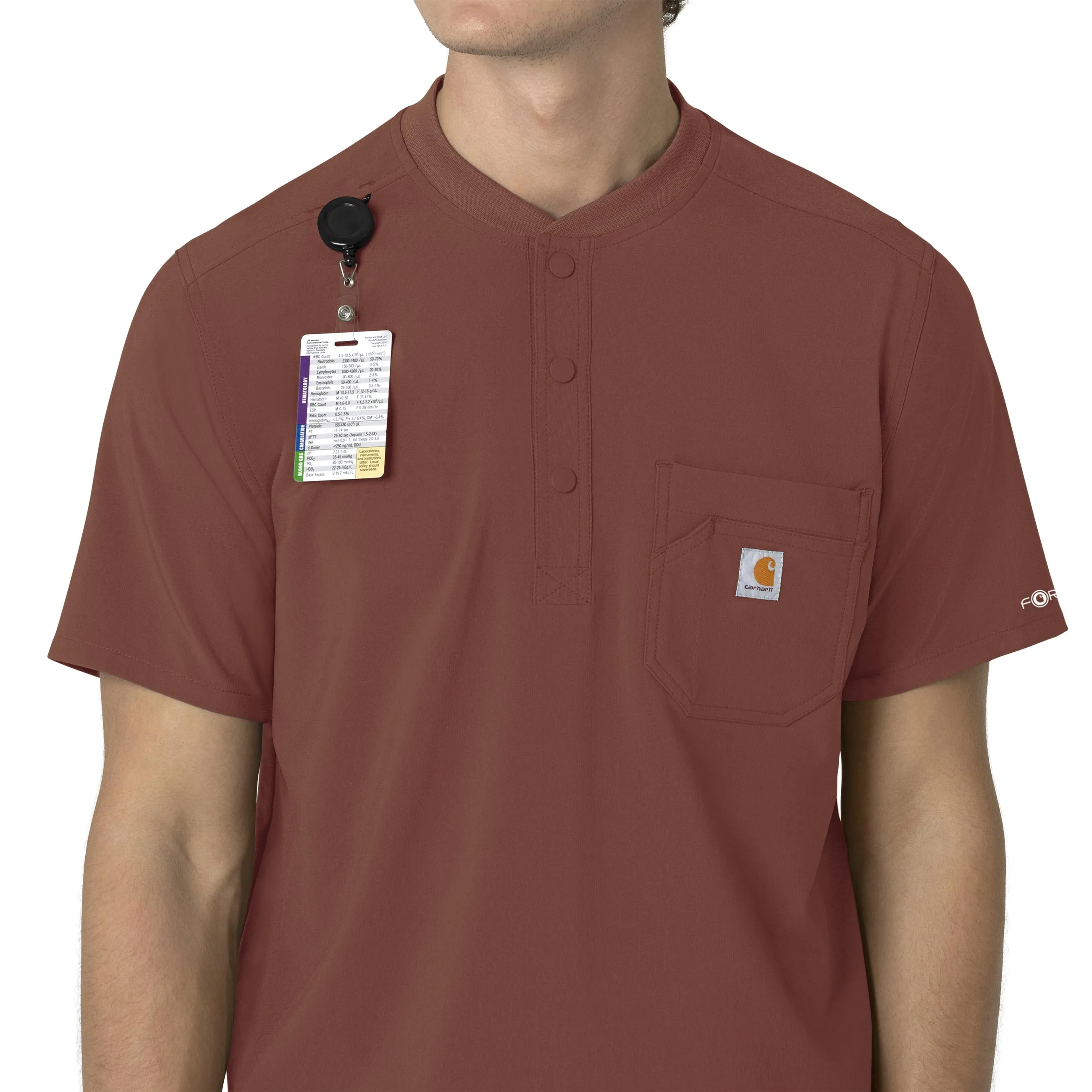 Carhartt Force Cross-Flex Men's Henley Scrub Top - Sable