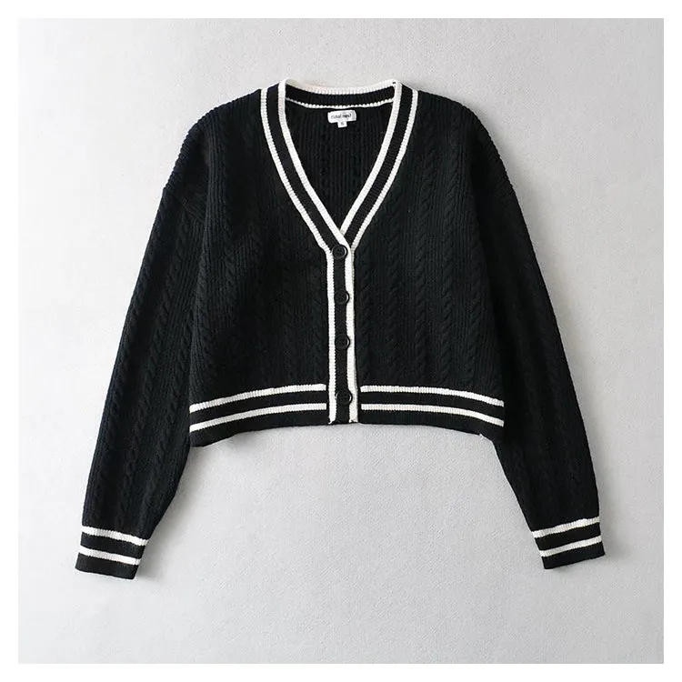 Casual twist knitted sweater jacket  7430