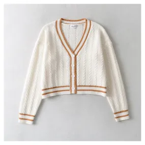 Casual twist knitted sweater jacket  7430