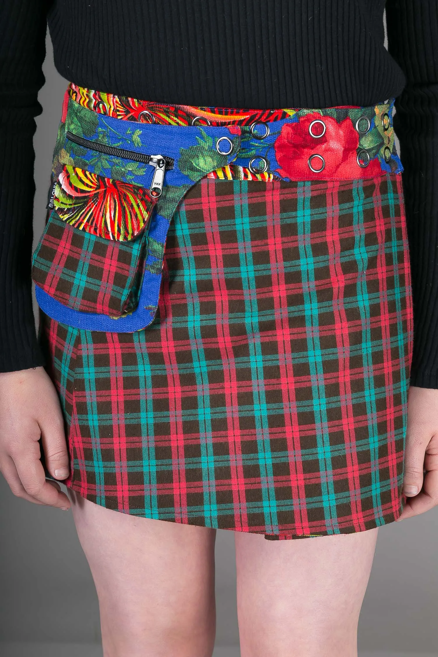 Childrens Reversible Cotton Skirt Red Tartan