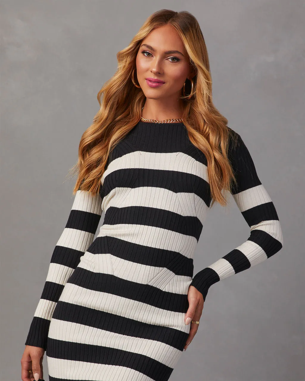 Cindy Striped Mini Sweater Dress