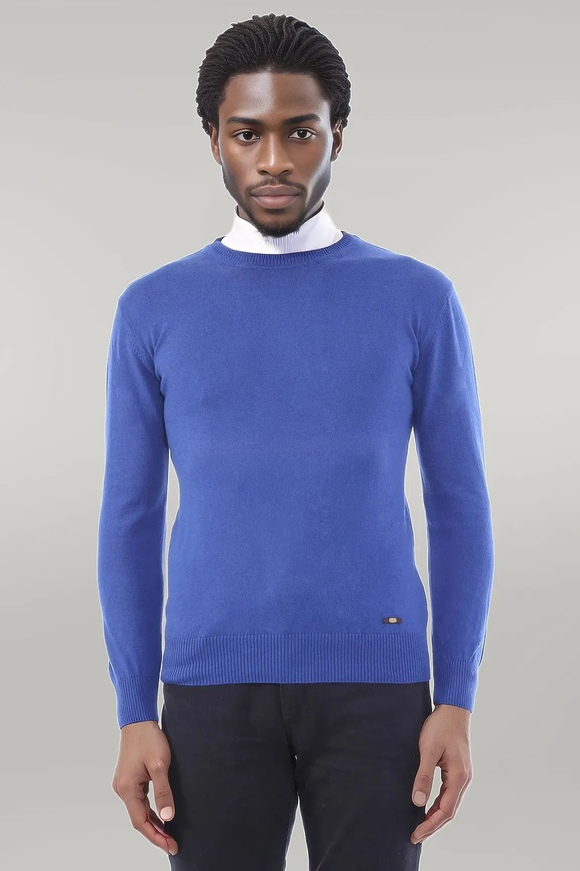 Circle Collar Indigo Color Sweater - Wessi