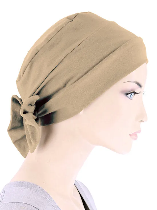 CKCB-BEIGE#Cotton Cloche Bow Cap in Beige