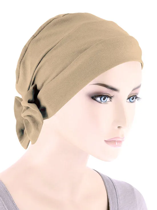 CKCB-BEIGE#Cotton Cloche Bow Cap in Beige