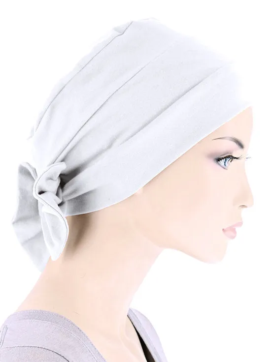 CKCB-WHITE#Cotton Cloche Bow Cap in White