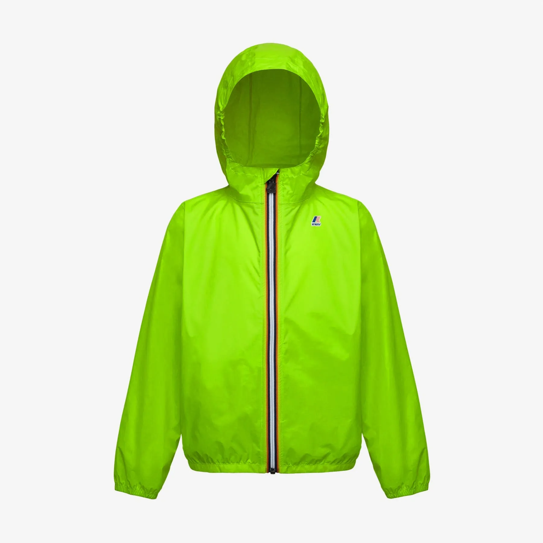 Claude - Kids Packable Full Zip Rain Jacket in Green Fluo