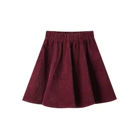 CORDUROY CIRCLE SKIRT-BURGUNDY